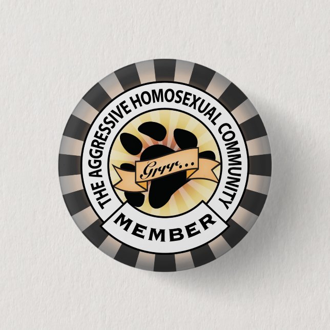 Aggressive Bear badge 1 Inch Round Button (Front)