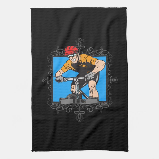 Aggressive Biking Kitchen Towel (Vertical)