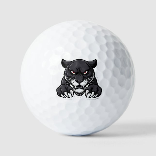 Aggressive Black Panther With Red Eyes Golf Balls (Front)