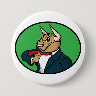 Aggressive Bull in Business Suit 3 Inch Round Button