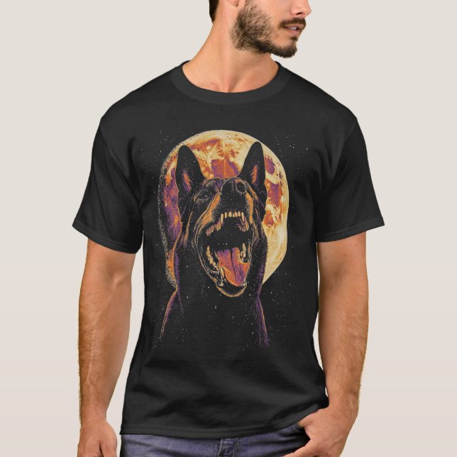 Aggressive Doberman Full Moon T-Shirt (Front)
