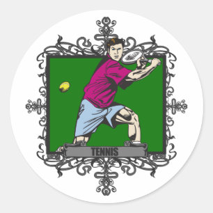 Aggressive Men's Tennis Classic Round Sticker