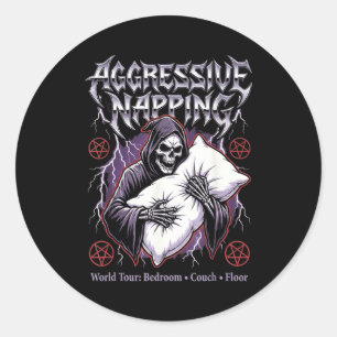 Aggressive Napng Funny Heavy Metal Grim Reaper Sle Classic Round Sticker