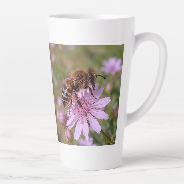 Aggressive Wasp Close-Up, Floral Macro Latte Mug (Right)