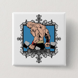 Aggressive Weight Lifting 2 Inch Square Button