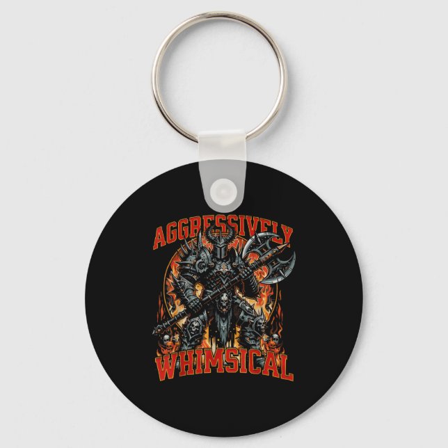 Aggressively Whimsical Dark Fantasy Warrior Battle Keychain (Front)