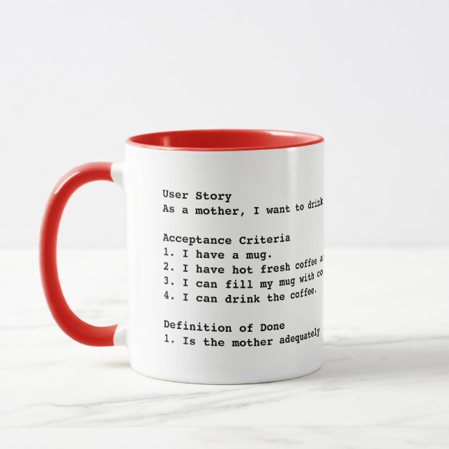 Agile user story acceptance criteria mug - mother (Left)