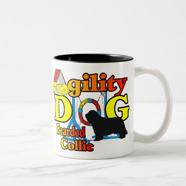 Agility Bearded Collie Gifts Two-Tone Coffee Mug (Right)