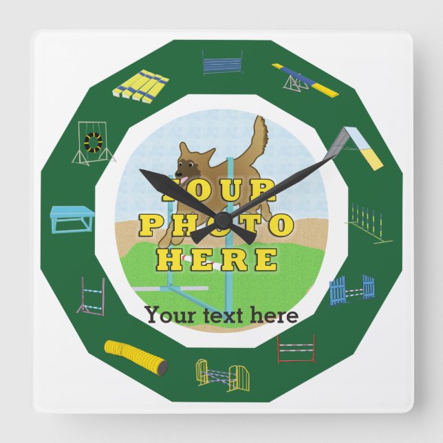 Agility Customize Photo Square Wall Clock (Front)