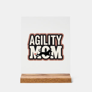 Agility Mom Vintage Dog Agility Silhouette Typogra Acrylic Sign