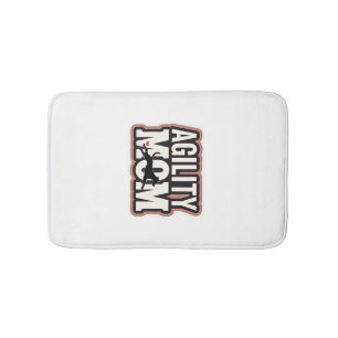 Agility Mom Vintage Dog Agility Silhouette Typogra Bath Mat