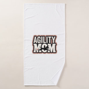 Agility Mom Vintage Dog Agility Silhouette Typogra Bath Towel