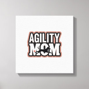 Agility Mom Vintage Dog Agility Silhouette Typogra Canvas Print