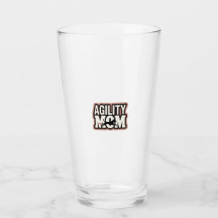 Agility Mom Vintage Dog Agility Silhouette Typogra Glass