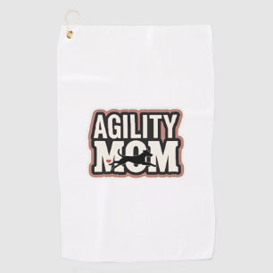 Agility Mom Vintage Dog Agility Silhouette Typogra Golf Towel