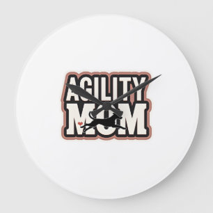 Agility Mom Vintage Dog Agility Silhouette Typogra Large Clock