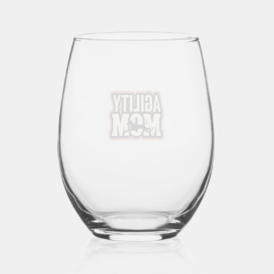 Agility Mom Vintage Dog Agility Silhouette Typogra Stemless Wine Glass