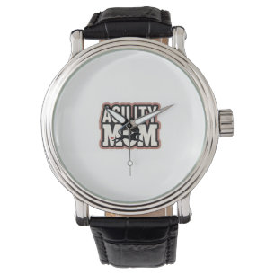 Agility Mom Vintage Dog Agility Silhouette Typogra Watch