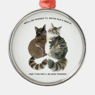 Aging humor for cat loving friends husband wife ch metal ornament