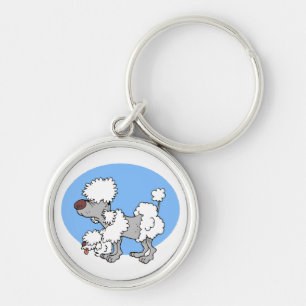 Aging Poodle Cartoon Key Chain