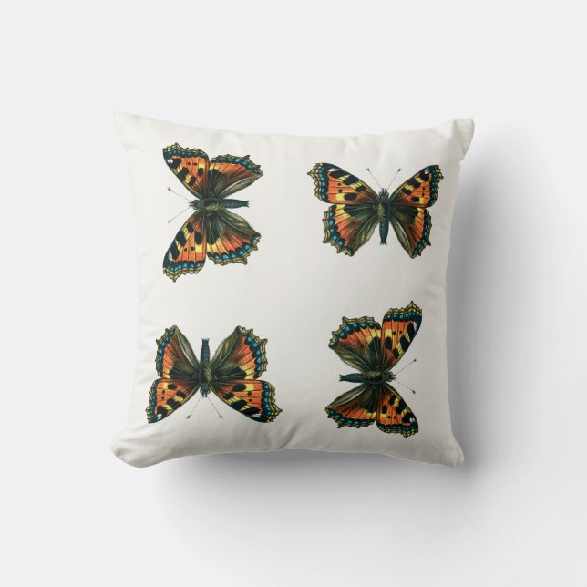 Aglais urticae - The Small Tortoiseshell Butterfly Throw Pillow (Front)