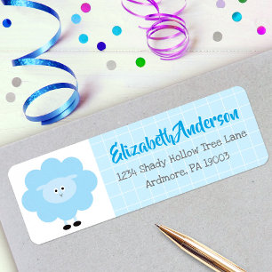 Agneau bleu mou doux Baby shower moderne Adresse