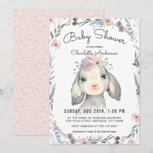 Agneau mignon et fleurs Baby shower Invitation