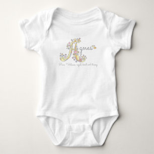 Agnes girls name meaning A monogram hearts Baby Bodysuit