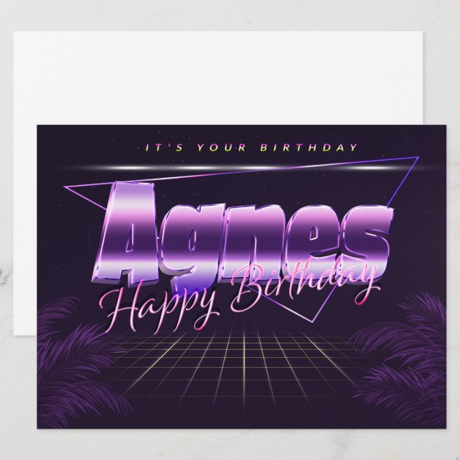 Agnes Name First Name lilac retro card birthday (Front/Back)