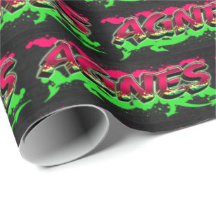 Agnes Vorname Name Graffiti red green Wrapping Paper