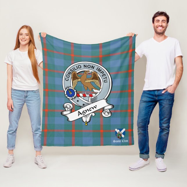 Agnew Ancient Clan Badge Scot Tartan Plaid Fleece Blanket (In Situ)