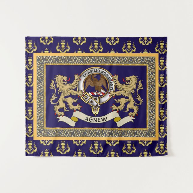 Agnew Clan Badge Personalized Blue Tapestry (Front (Horizontal))