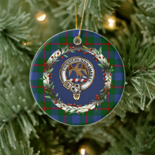Agnew Clan Badge & Tartan Personalized Xmas Ceramic Ornament