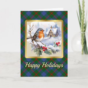 Agnew Crest & Tartan w/Robin Personalized Xmas Card