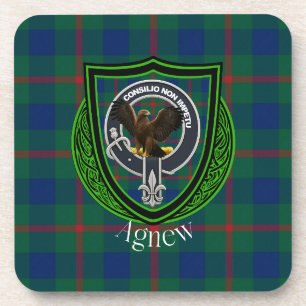 Agnew Scottish Clan Tartan & Crest Coaster