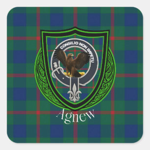Agnew Scottish Clan Tartan & Crest Square Sticker
