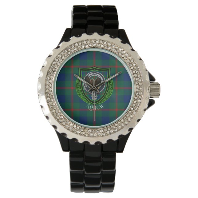Agnew Scottish Clan Tartan & Crest Watch (Front)