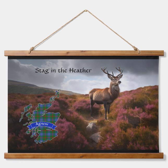 Agnew Stag in the Heather Personalized Hanging Tapestry (Front)
