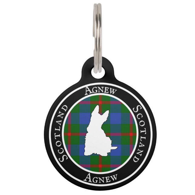 Agnew Tartan & Scottie Dog Personalized  Pet Tag (Front)