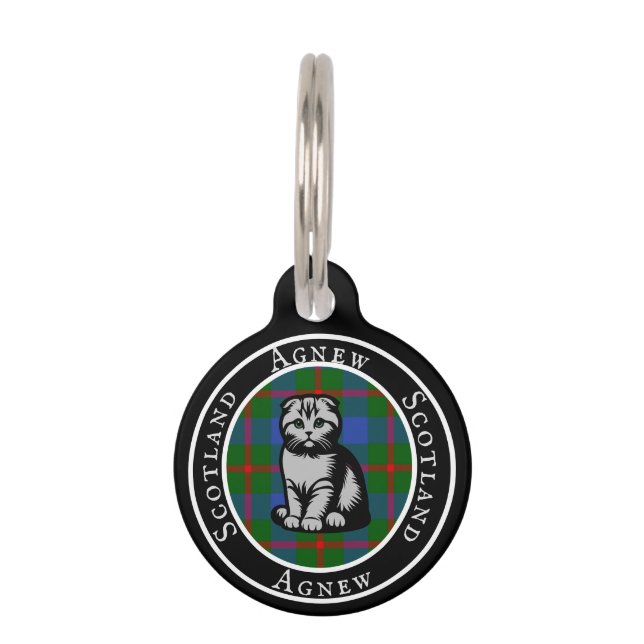 Agnew Tartan & Scottish Kitty Personalized  Pet Tag (Front)
