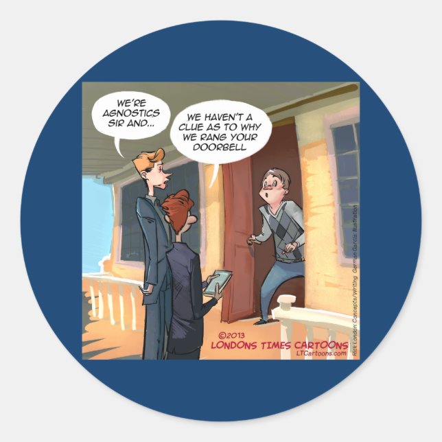 Agnostic Missionaries Funny Classic Round Sticker (Front)