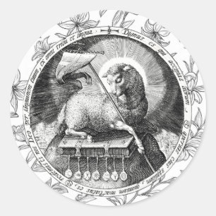 Agnus Dei Agneau de Dieu Autocollant Rond