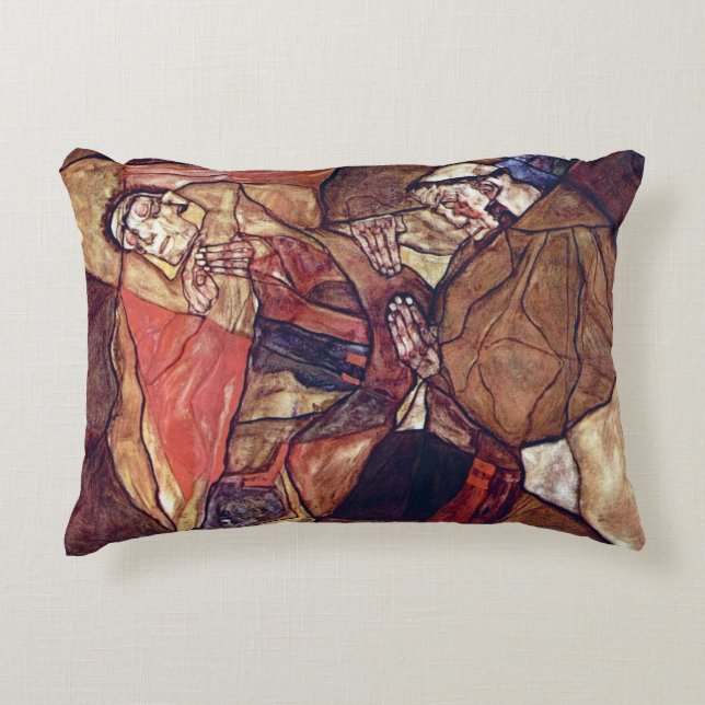 Agony, The Death Struggle by Egon Schiele Accent Pillow (Front)
