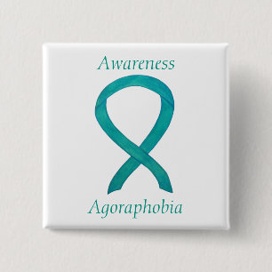 Agoraphobia Awareness Teal Ribbon Custom Pin