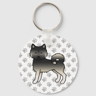Agouti Alaskan Malamute Cute Cartoon Dog & Paws Keychain