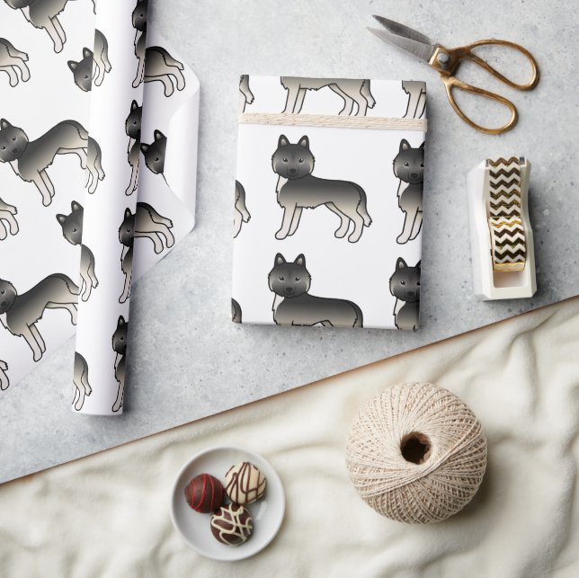 Agouti Siberian Husky Cute Dog Pattern Wrapping Paper (Crafts)