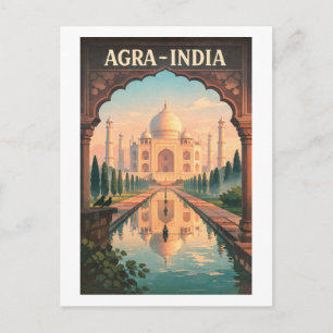 Agra city, India retro travel 2026 Postcard