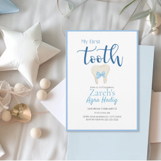 Agra Hadig Armenian First Tooth Blue Customizable Invitation