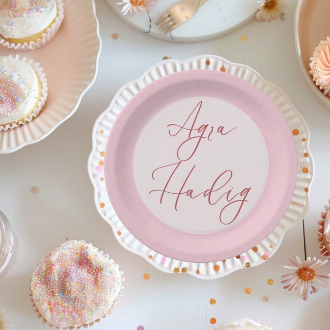 Agra Hadig Pink First Tooth Minimalist Paper Plate (Agra Hadig paper plate, pink)