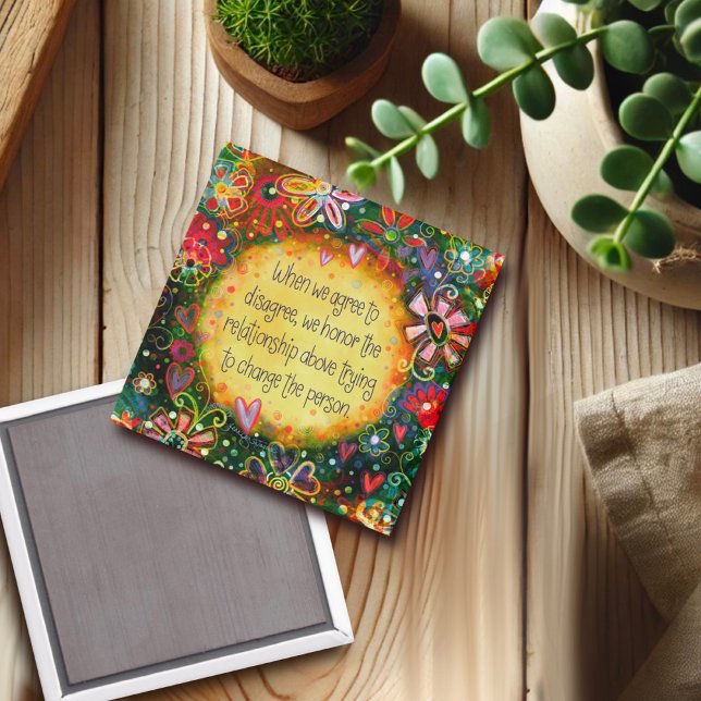 Agree to Disagree Quote Inspirivity Pretty Floral Magnet (Creator Uploaded)